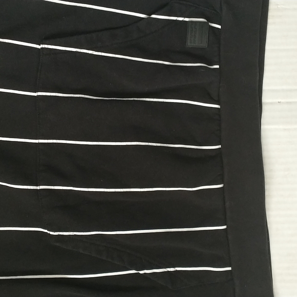 Denim & Flower black and white striped hoodie, kangaroo pocket - Picture 5 of 7